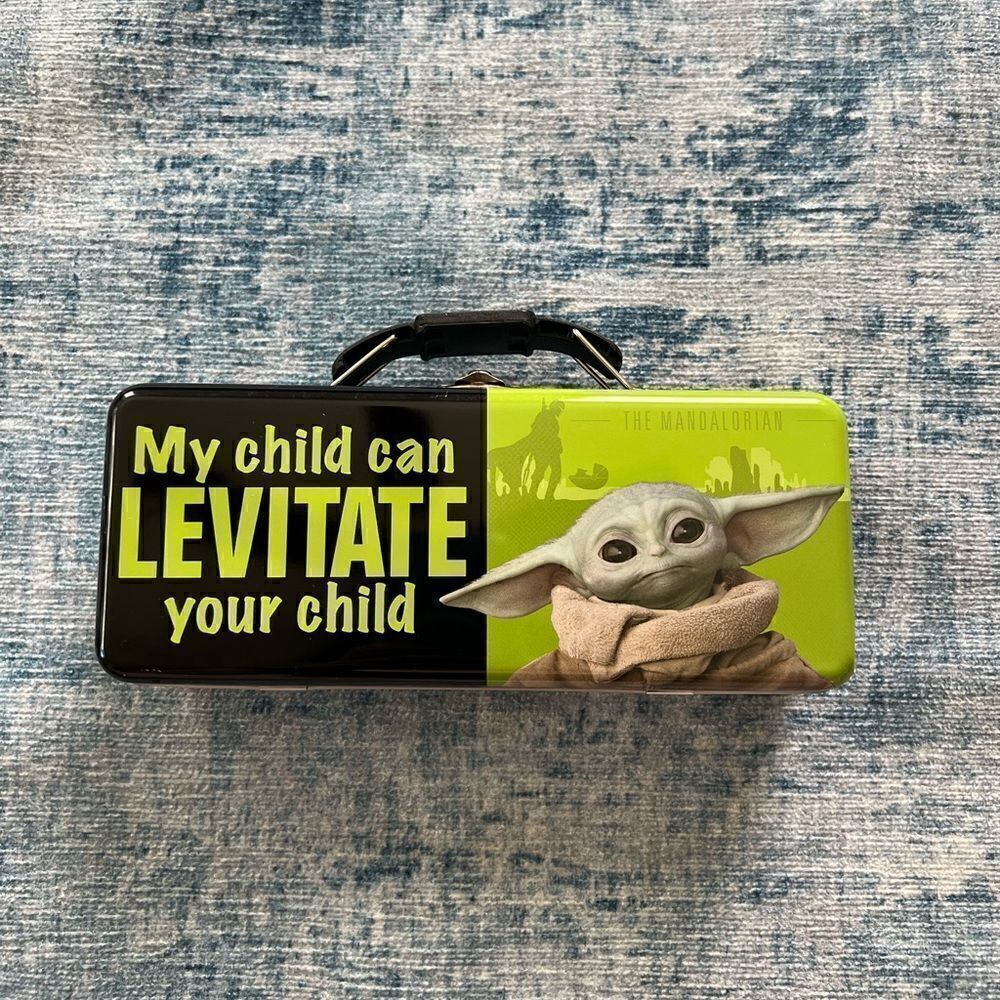 New! Star Wars My Child Can Levitate Your Child Baby Yoda Tin Pencil Box